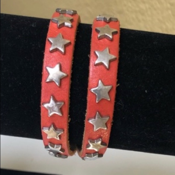 100% Leather Wrap Bracelet Sterling Silver Stars - Picture 9 of 10